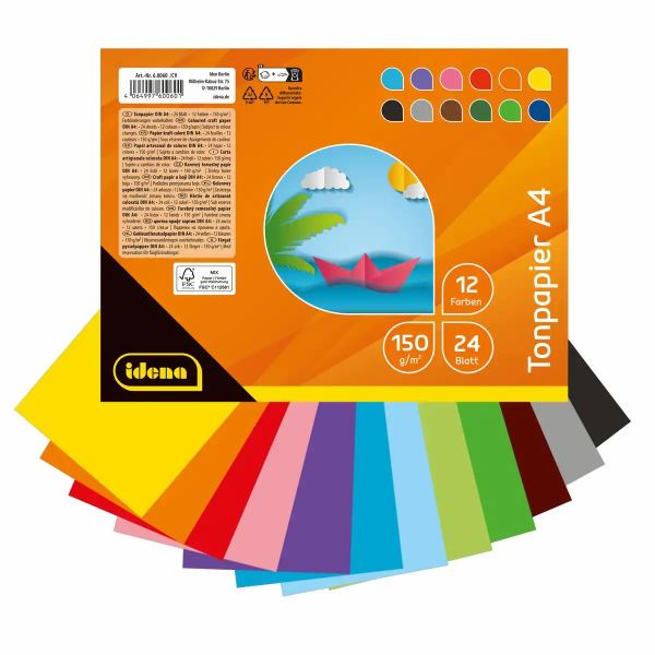 Idena Tonpapier 150g/m² 2x12 Farben DIN A4 **