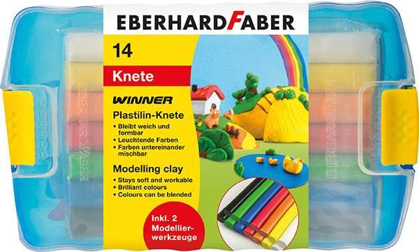 EBERHARD FABER Plastilin-Knete sortiert - 14er Box,2 Modellierstäbe