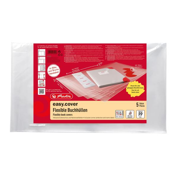 Herlitz Buchhülle easy cover 5er Pack Polybeutel **
