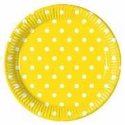 Decorata Pappteller / Partyteller D: 23 cm - Dots gelb - 8 Stück
