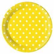 Decorata Pappteller / Partyteller D: 23 cm - Dots gelb - 8 Stück