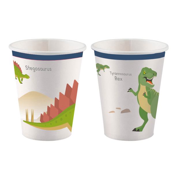 8 Becher Happy Dinosaur Papier 250 ml