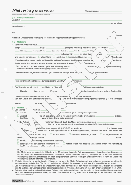 Brunnen Formular "Mietvertrag für Wohnungen