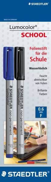 STAEDTLER Folienstifte Lumocolor F, non-permanent, blau/schwarz