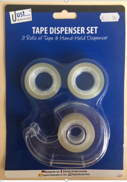 Tallon Tape Dispenser Set - Kunststoffspender & 3 Rollen durchsichtiges Klebeband