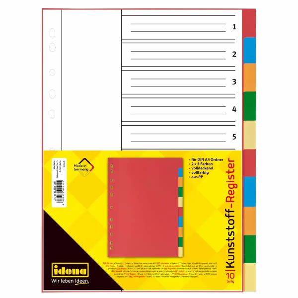 Idena Register aus Kunststoff 120µ 2 mal 5 Farben DIN A4
