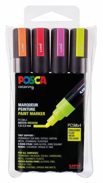 UNI POSCA Marker Neon PC-5M, 4er Set ****