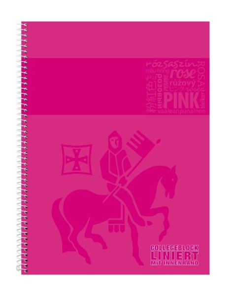Staufen Collegeblock A4 - Lin21 - 80Blatt - pink - liniert mit Innenrand - 4 x gelocht