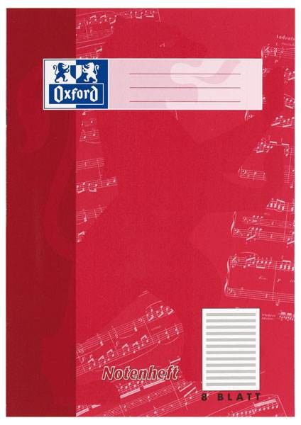 Oxford Notenheft 8 Blatt DIN A4, Lineatur 14 **, Lieferumfang 1 Stück