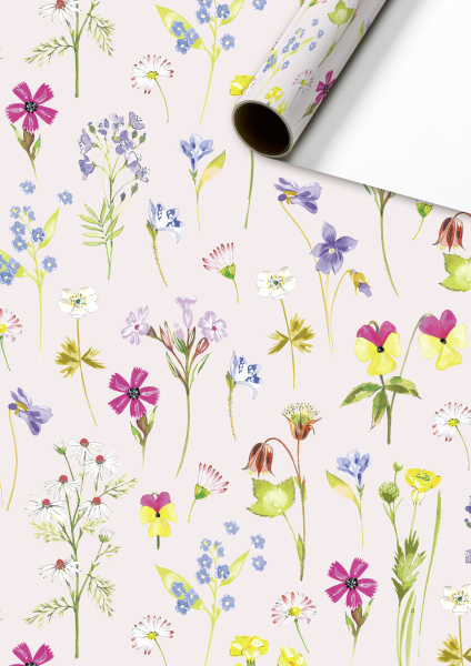 Geschenkpapier Wiesenblumen von Stewo 70x150 cm, Chantal, Rosa