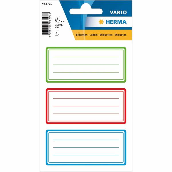 HERMA Schuletiketten Tricolor 76x35mm 18 Stück **