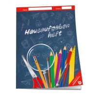 Hausaufgabenheft Grundschule Tafel blau, mit farbig hinterlegten Wochentagen