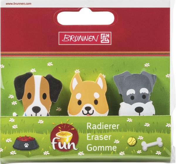 Brunnen Radiergummi "Hund" Radiergummis in 3 Farben