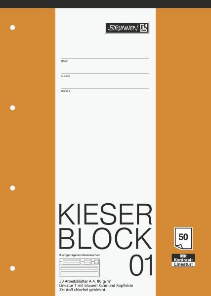 BRUNNEN Kieserblock Lineatur 1, Arbeitsblock 01, A4, 50 Blatt **