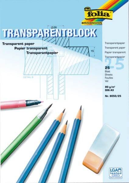 folia Transparentpapierblock A3 - 25 Blatt - 80 g