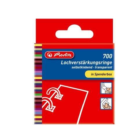 Herlitz Lochverstärkungsring 11mm, transparent, quadratisch, 700er Spendebox