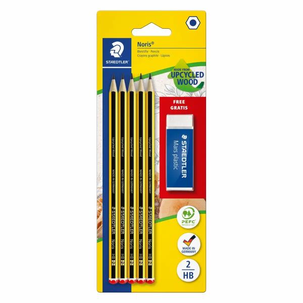 STAEDTLER Bleistiftset Noris HB 5 Bleistifte + 1 Radierer **