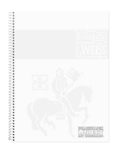 Staufen Collegeblock A4 - Lin21 - 80Blatt - weiß - liniert mit Innenrand - 4 x gelocht