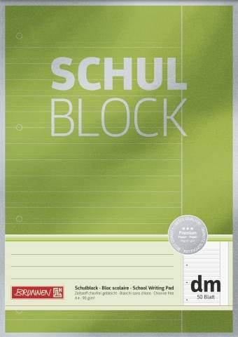 BRUNNEN Schulblock A4, Lineatur dm, 50Blatt, Premium, 90g