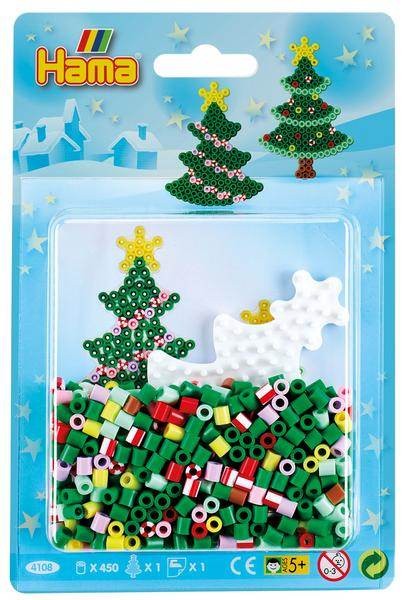 Hama 4108 Kleines Set Weihnachtsbaum mit ca. 450 bunten Midi Bügelperlen