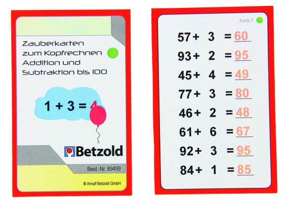 Zauberkarten zum Kopfrechnen - Addition und Subtraktion bis 100