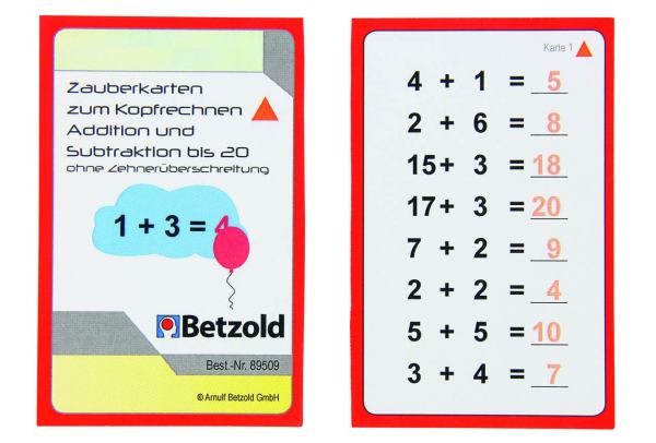 Zauberkarten zum Kopfrechnen - Addition und Subtraktion bis 20, ohne Zehnerüberschreitung