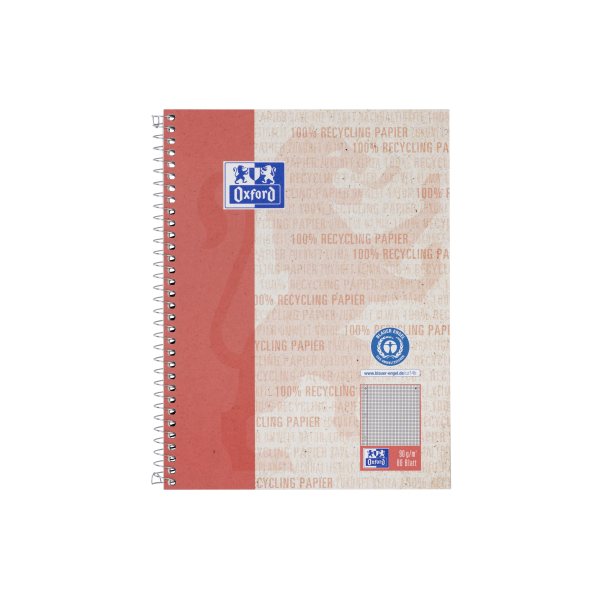 Oxford Recycling Collegeblock A5+, 80 Blatt, liniert mit Rand links **