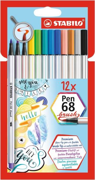 STABILO Pinselmaler pen 68 brush Etui 12ST/12 Farben