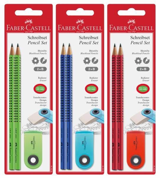 Faber-Castell Bleistift-Set GRIP 2001 Bleistifte + Radierer