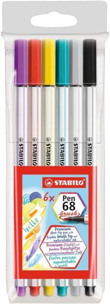 STABILO Pinselmaler pen 68 brush Etui 6ST/6 Farben