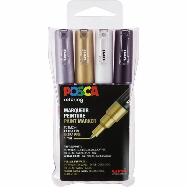uni POSCA Acrylmarker Set PC1-MC 0,7mm 4 Stück **