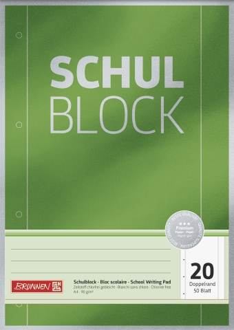 BRUNNEN Schulblock A4 unliniert, 50Blatt, Premium, 90g