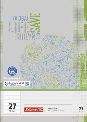 BRUNNEN Heft A4 - liniert - 32 Blatt - Lineatur 27 - Recycling