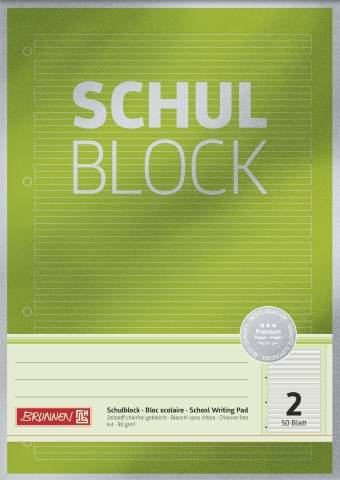 BRUNNEN Schulblock A4, Lineatur 02, 50Blatt, Premium, 90g **