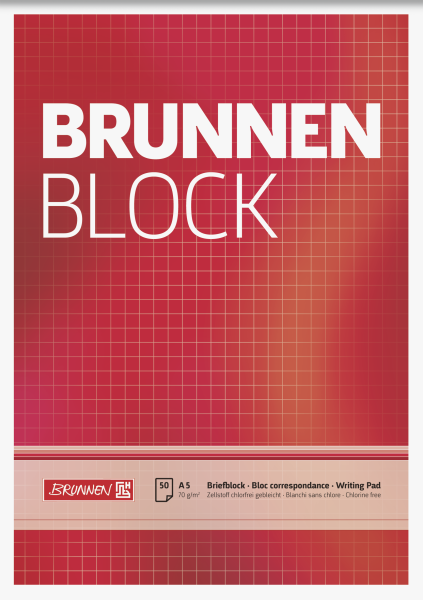 Brunnen Briefpapierblock, A5, kariert, 50 Blatt