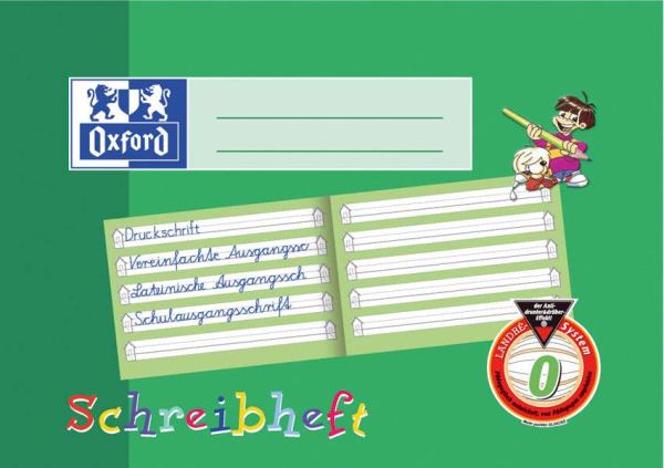 Oxford Schreibheft Lineatur 0, mit Häuschen, liniert 16 Blatt grün DIN A5 quer **