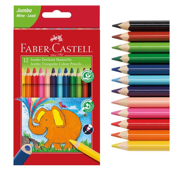 Faber-Castell Buntstifte, Jumbo 12er Etui, Dreikantform