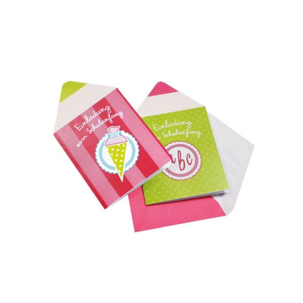 Roth Einladungskarte "Stift" pink-grün