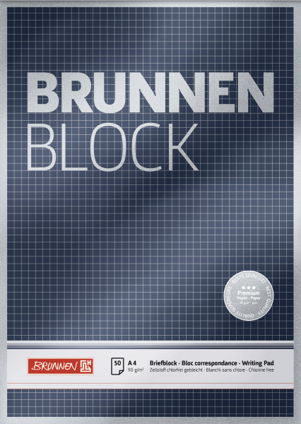 Brunnen Briefblock Premium, A4, Lineatur 22, kariert **