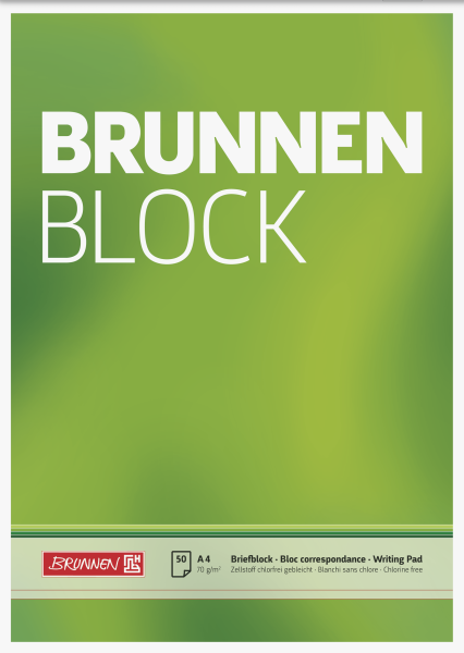 Brunnen Briefpapierblock Briefblock, A4, blanko, weiß, 50 Blatt