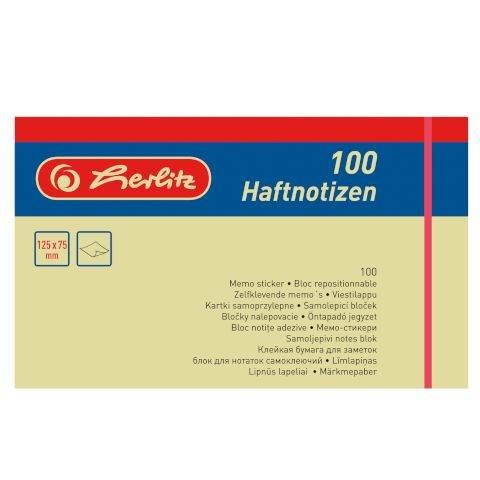Herlitz Haftnotizen/Haftmarker 75x125mm / 100 Blatt - hellgelb