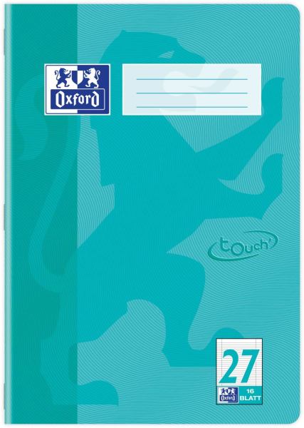 Oxford Touch Schulheft, Lineatur 27, A4, 16 Blatt, aqua*