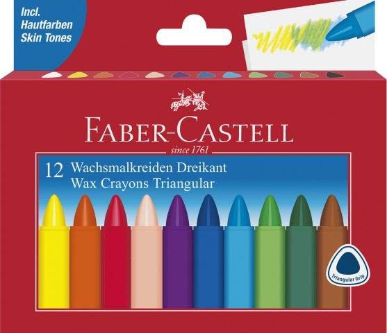 Faber-Castell Wachsmalkreide - dreikant - mit Papierhülle - 12er Etui
