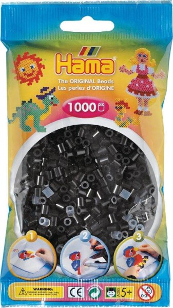 Hama Bügelperlen Beutel mit ca. 1.000 Midi, Schwarz