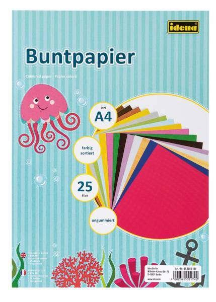 Idena Buntpapier DIN A4 25 Blatt ungummiert sortiert **