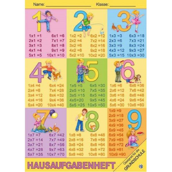 Trötsch Hausaufgabenheft A5 mit farbig hinterlegten Wochentagen - 1x1 **