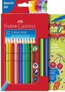 Faber-Castell 12 Colour Grip Buntstifte + 2 Grip Filzstifte