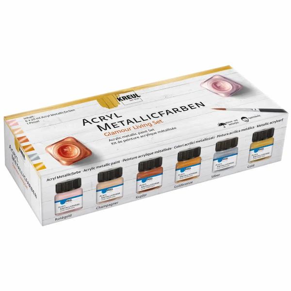 KREUL Acryl Metallicfarbe Set Glamour Living 6x20ml **