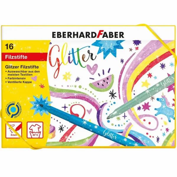 EBERHARD FABER Filzstifte Glitzer mehrfarbig 16 Stück **
