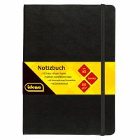 Idena Notizbuch mit Gummiband   80g/m² blanko schwarz DIN A5 192 Seiten